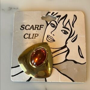 Vintage Scarf Clip, Gold-tone and Faux Amber